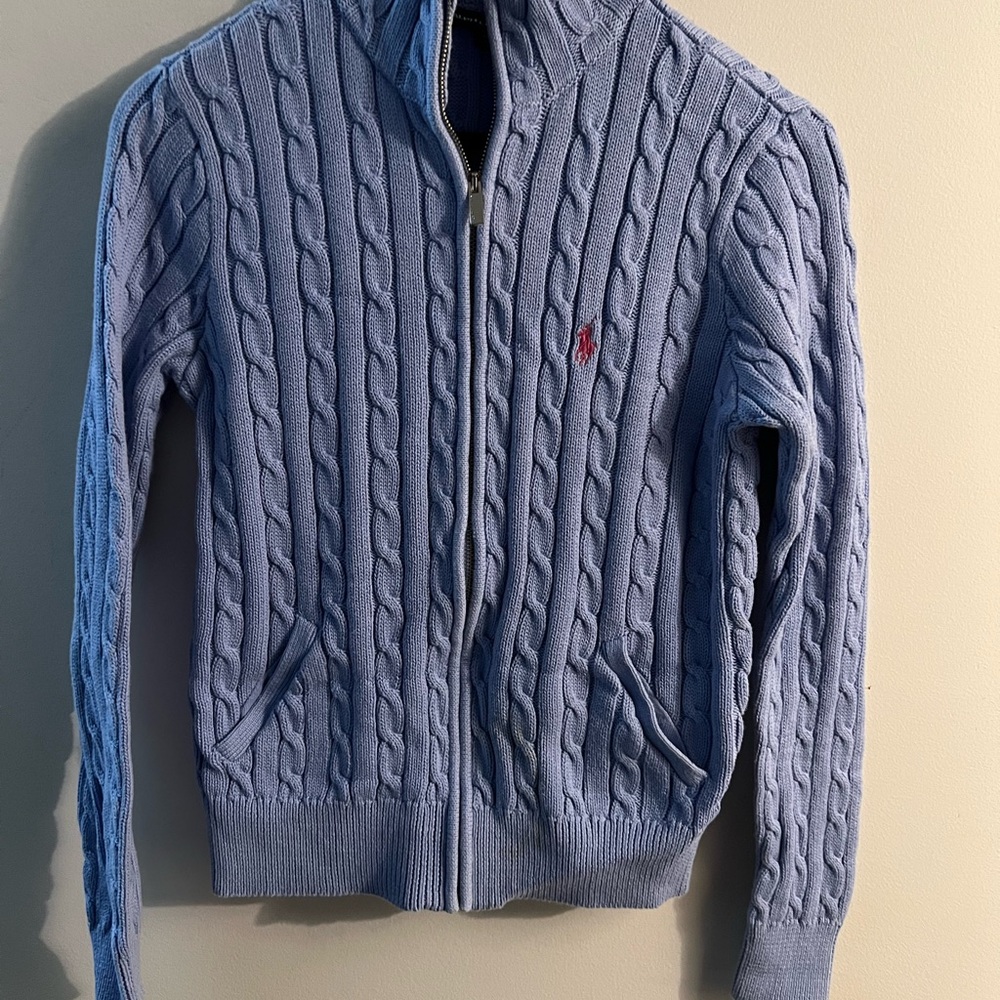 NWOT Ralph Lauren Sport Cable Knit Zip-Up Sweater - Picture 2 of 7